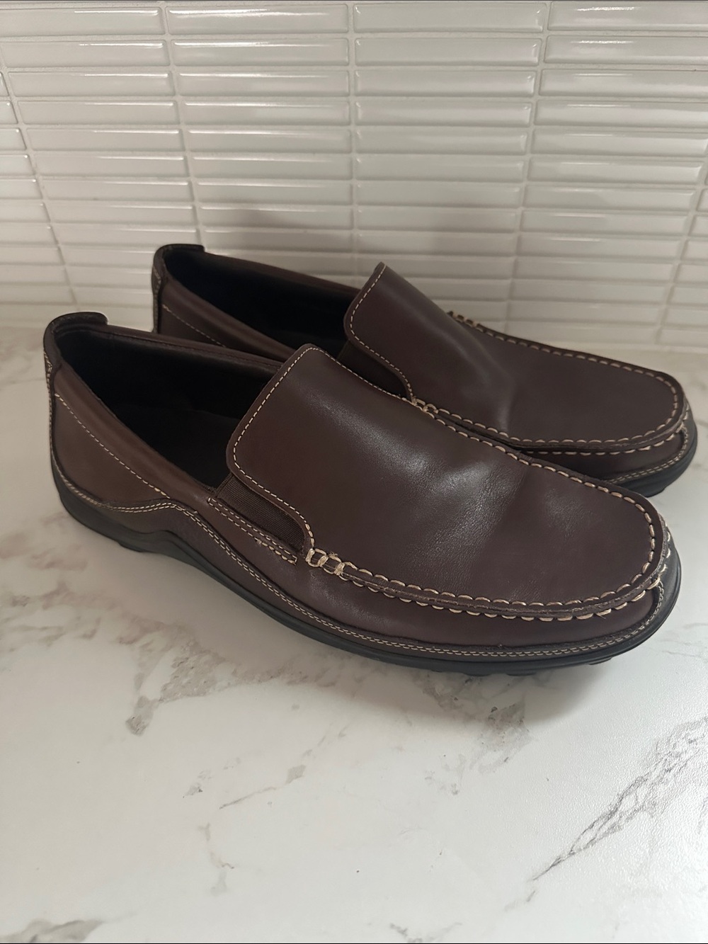 Cole Haan Dark Brown Leather Slip-On Loafers